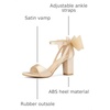 image:imageAllegra K Womens Satin Chunky Heel Open Toe Bridal Bow SandalsChampagne