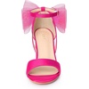image:imageAllegra K Womens Satin Chunky Heel Open Toe Bridal Bow SandalsFuchsia
