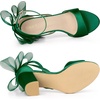 image:imageAllegra K Womens Satin Chunky Heel Open Toe Bridal Bow SandalsGreen