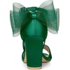 image:imageAllegra K Womens Satin Chunky Heel Open Toe Bridal Bow SandalsGreen