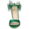 image:imageAllegra K Womens Satin Chunky Heel Open Toe Bridal Bow SandalsGreen