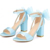 image:imageAllegra K Womens Satin Chunky Heel Open Toe Bridal Bow SandalsLight Blue