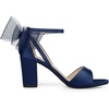 image:imageAllegra K Womens Satin Chunky Heel Open Toe Bridal Bow SandalsNavy Blue
