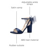 image:imageAllegra K Womens Satin Chunky Heel Open Toe Bridal Bow SandalsNavy Blue