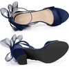 image:imageAllegra K Womens Satin Chunky Heel Open Toe Bridal Bow SandalsNavy Blue