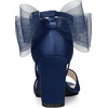 image:imageAllegra K Womens Satin Chunky Heel Open Toe Bridal Bow SandalsNavy Blue
