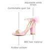 image:imageAllegra K Womens Satin Chunky Heel Open Toe Bridal Bow SandalsPink