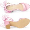 image:imageAllegra K Womens Satin Chunky Heel Open Toe Bridal Bow SandalsPink
