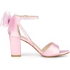 image:imageAllegra K Womens Satin Chunky Heel Open Toe Bridal Bow SandalsPink