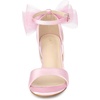 image:imageAllegra K Womens Satin Chunky Heel Open Toe Bridal Bow SandalsPink