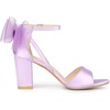 image:imageAllegra K Womens Satin Chunky Heel Open Toe Bridal Bow SandalsPurple
