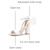 image:imageAllegra K Womens Satin Chunky Heel Open Toe Bridal Bow SandalsWhite