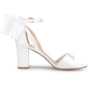 image:imageAllegra K Womens Satin Chunky Heel Open Toe Bridal Bow SandalsWhite