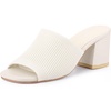 image:imageAllegra K Women Faux Leather Square Toe Slip on Chunky Heel Slides SandalsCream