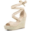 image:imageAllegra K Women Faux Suede Lace Up Espadrilles Platform Wedges SandalsBeige