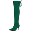 image:imageAllegra K Women Faux Suede Round Toe Chunky Heel Over the Knee High BootsGreen