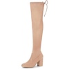 image:imageAllegra K Women Faux Suede Round Toe Chunky Heel Over the Knee High BootsNude