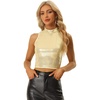 image:imageAllegra K Women Sparkly Sequin Metallic Sleeveless Crop Top BlouseLight Gold