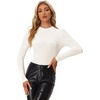 image:imageAllegra K Women Vintage Velvet Puff Long Sleeve Mock Neck Christmas BlouseWhite