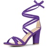 image:imageAllegra K Womens Lace Up High Block Heeled SandalsPurple Heeled Sandals 6 M US