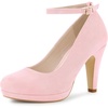 image:imageAllegra K Womens Low Platform Round Toe Stiletto Heels Ankle Strap PumpsBling Pink
