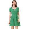 image:imageAllegra K Womens Printed Square Neck Short Sleeve Fit and Flare DressesGreenfloral