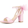 image:imageAllegra K Womens Satin Chunky Heel Open Toe Bridal Bow SandalsPink