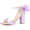 image:imageAllegra K Womens Satin Chunky Heel Open Toe Bridal Bow SandalsPurple