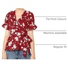 image:imageAllegra K Women 2026 Summer Floral Short Sleeve Wrap Peplum TopRed
