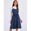 image:imageAllegra K Women Casual Denim Sleeveless Smocked Cross Back Overall DressDark Blue