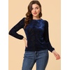 image:imageAllegra K Women Halloween Velvet Semi Sheer BurnOut Long Sleeve TopBluefloral