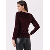 image:imageAllegra K Women Halloween Velvet Semi Sheer BurnOut Long Sleeve TopBurgundy