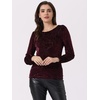 image:imageAllegra K Women Halloween Velvet Semi Sheer BurnOut Long Sleeve TopBurgundy