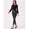 image:imageAllegra K Women Halloween Velvet Semi Sheer BurnOut Long Sleeve TopBurgundy