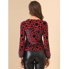 image:imageAllegra K Women Halloween Velvet Semi Sheer BurnOut Long Sleeve TopRed
