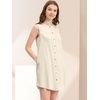image:imageAllegra K Women Sleeveless Denim Chambray Button Up Shirtdress with PocketApricot