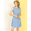 image:imageAllegra K Women Sleeveless Denim Chambray Button Up Shirtdress with PocketBlue