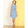 image:imageAllegra K Women Sleeveless Denim Chambray Button Up Shirtdress with PocketBlue