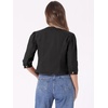 image:imageAllegra K Womens Denim Cardigan 34 Sleeve Collarless Jean JacketsAll Black
