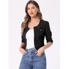 image:imageAllegra K Womens Denim Cardigan 34 Sleeve Collarless Jean JacketsAll Black