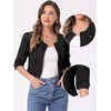 image:imageAllegra K Womens Denim Cardigan 34 Sleeve Collarless Jean JacketsAll Black