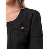 image:imageAllegra K Womens Denim Cardigan 34 Sleeve Collarless Jean JacketsAll Black