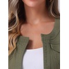 image:imageAllegra K Womens Denim Cardigan 34 Sleeve Collarless Jean JacketsArmy Green