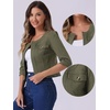 image:imageAllegra K Womens Denim Cardigan 34 Sleeve Collarless Jean JacketsArmy Green
