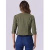 image:imageAllegra K Womens Denim Cardigan 34 Sleeve Collarless Jean JacketsArmy Green