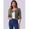 image:imageAllegra K Womens Denim Cardigan 34 Sleeve Collarless Jean JacketsArmy Green