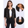 image:imageAllegra K Womens Denim Cardigan 34 Sleeve Collarless Jean JacketsBlack