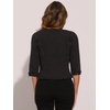 image:imageAllegra K Womens Denim Cardigan 34 Sleeve Collarless Jean JacketsBlack
