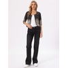image:imageAllegra K Womens Denim Cardigan 34 Sleeve Collarless Jean JacketsBlack Gray