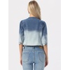 image:imageAllegra K Womens Denim Cardigan 34 Sleeve Collarless Jean JacketsBlue White